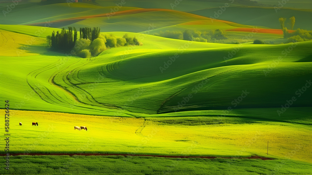 Obraz premium landscape with field and sky Generative AI
