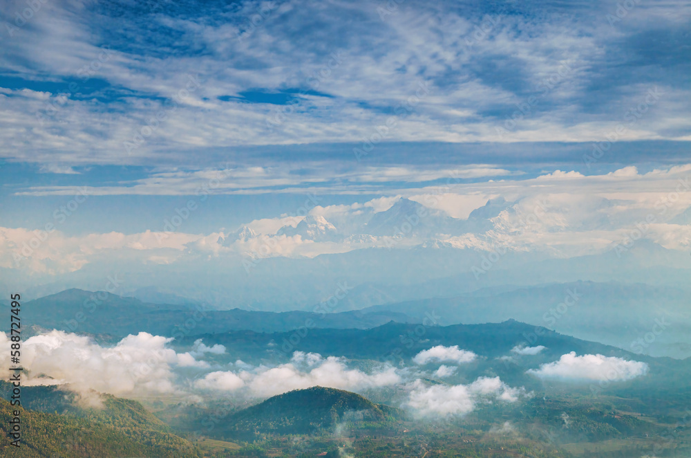 View of the foothills of the Himalayas. Nepal