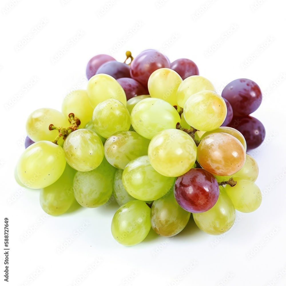 Fresh bunch of dark and white grapes isolated with white background Generative AI Illustration Fresh bunch of dark and white grapes isolated with white background Generative AI Illustration