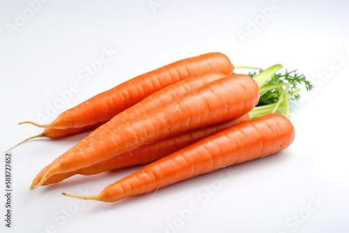 Fresh carrots isolated with a white background Generative AI Illustration