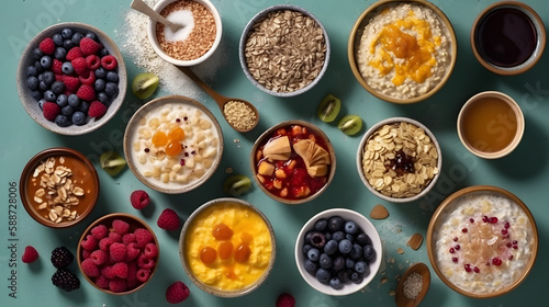 Porridge with ingredients. Generative AI