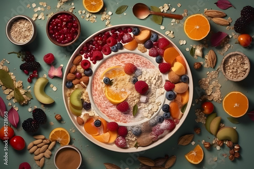 Porridge with ingredients. Generative AI