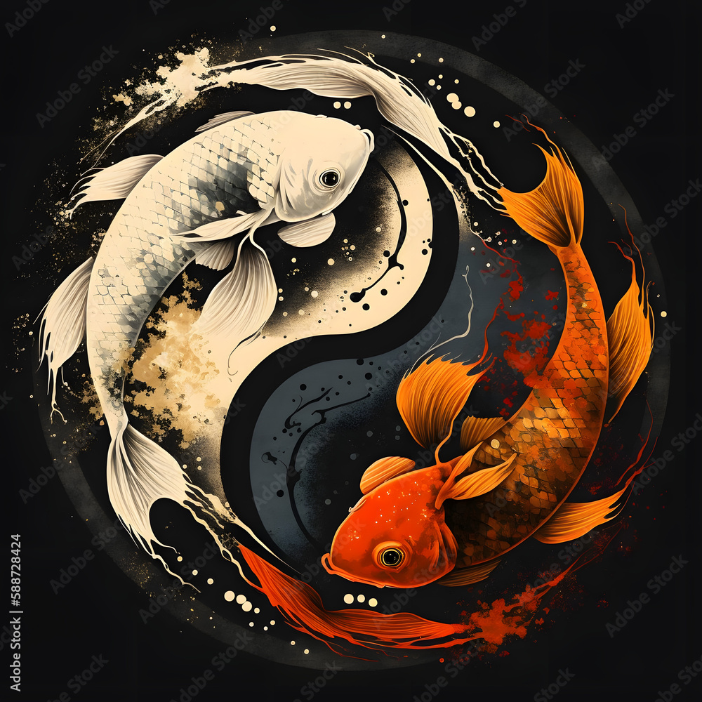 Yin Yang Symbol With Koi Fish Stock Illustration Adobe Stock Yin Yang Symbol With Koi Fish Stock Illustration Adobe Stock