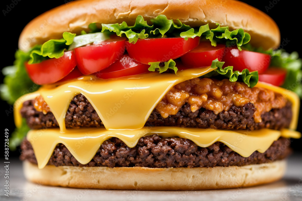 burger and fries. Generative AI burger and fries. Generative AI