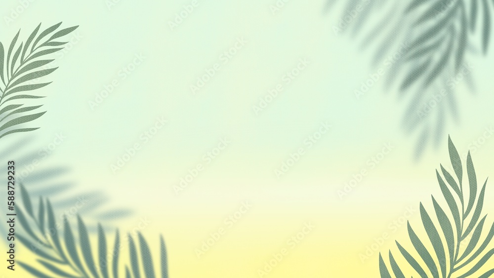 Fototapeta premium Summer background with palm branches and copy space for the inscription. For postcards, flyers and invitations to a beach party