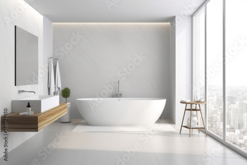 Modern Minimalist Bathroom with Empty Blank Wall