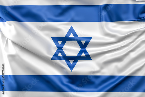 Ruffled Flag of Israel. 3D Rendering