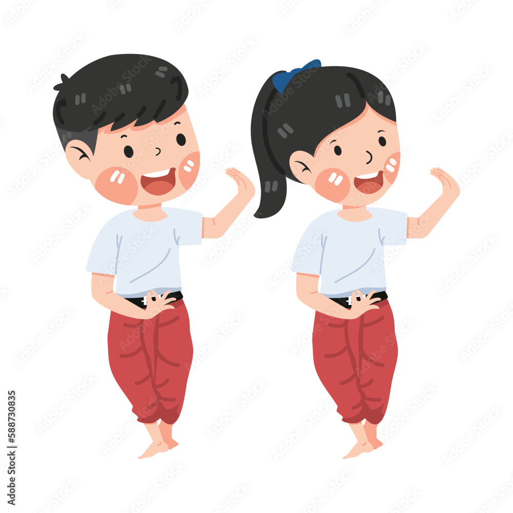 Cute couple student of traditional Thai dancers Cute couple student of traditional Thai dancers