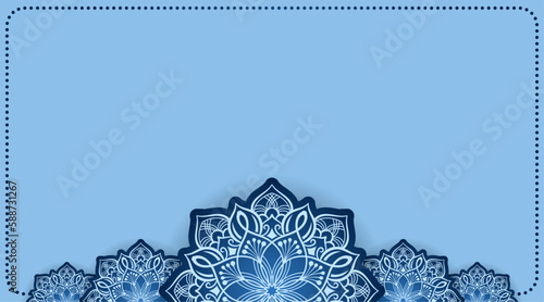 blue background with ornamental mandala