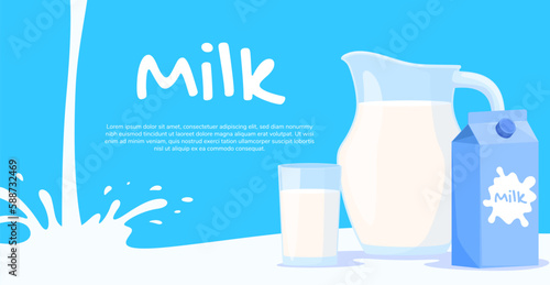 Background with spilled milk. Natural farm product. Vector illustration