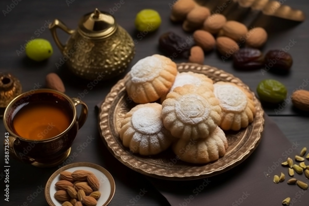 Desserts Eid al-Fitr, Eid al Adha Kahk (Eid Cookies) Arabic filled Pistachio or nut called Maamoul Cookies. Eid mubarak