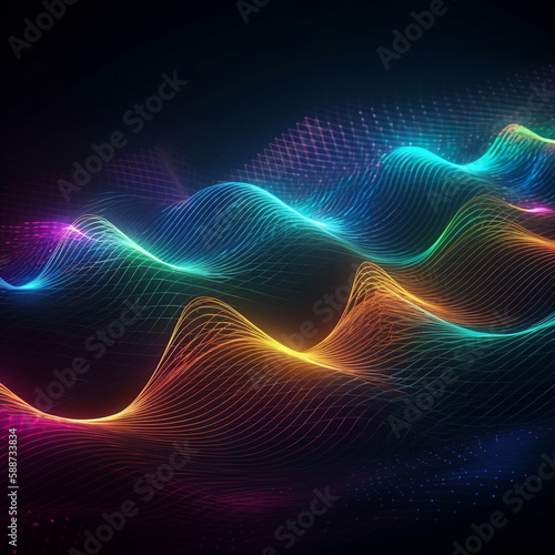 Glowing Neon Waves - Abstract Background Design with Vibrant Light and Energy