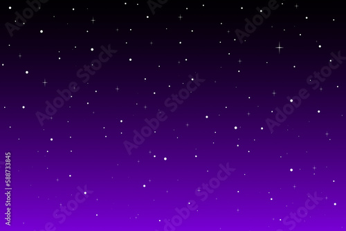 Starry Space Night Sky Stars on Black Purple Background Dark Fantasy Science Astronomy Cosmos Universe Galaxy Atmosphere Mystery Design Copy Space for Text Gradient Illustration Abstract New Year