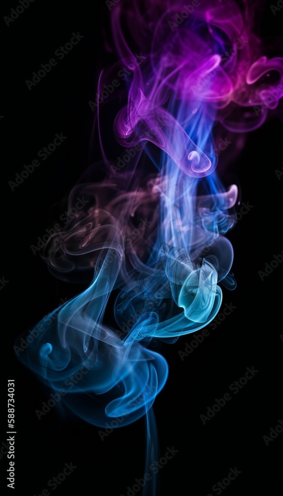 custom made wallpaper toronto digitalColorful neon smoke in black background, generative AI