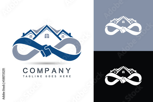 Handshake property vector logo design