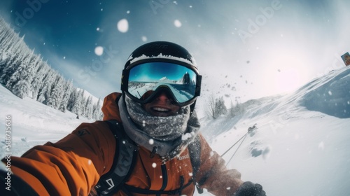 Snowboarder Captures Epic Moment in First-Person View. Generative ai