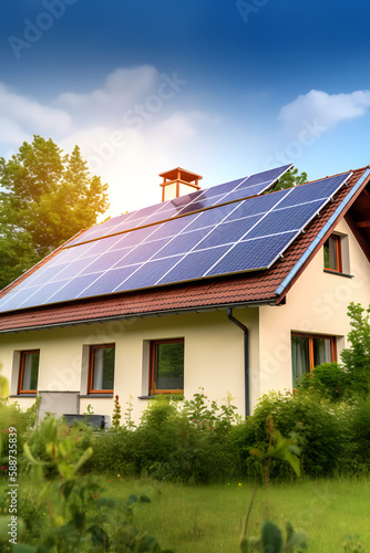 Home with solar panels