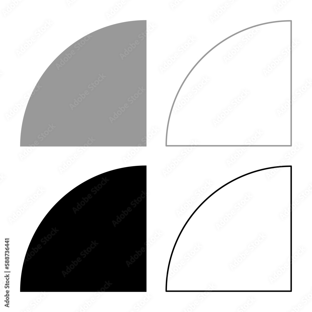 Part circle 1/4 4 four set icon grey black color vector illustration