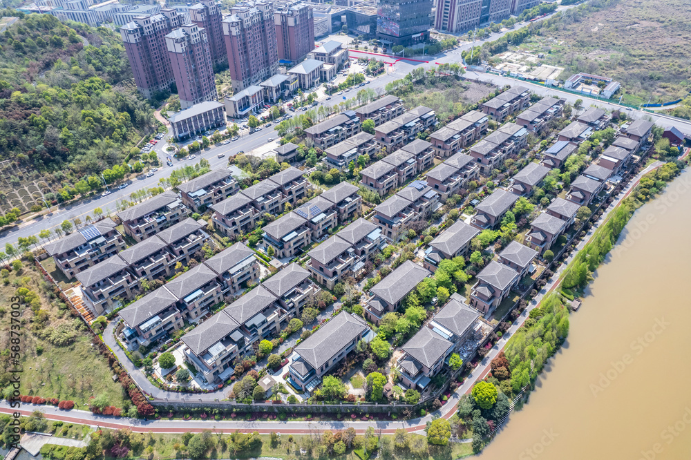 Architectural scenery of villa complex in high-tech zone, Zhuzhou City, China