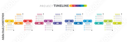 infographic Project timeline graph for 12 months modern diagram calendar, presentation vector infographic.