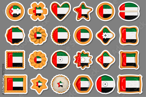 Homemade super cookie with flag country UAE in tasty biscuit
