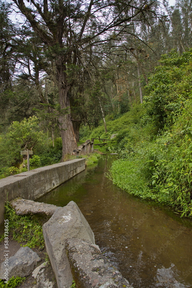 Water canal under the waterfall Cascada de Peguche in the northeast of Otavalo, Ecuador, South America
Water canal under the waterfall Cascada de Peguche in the northeast of Otavalo, Ecuador, South America