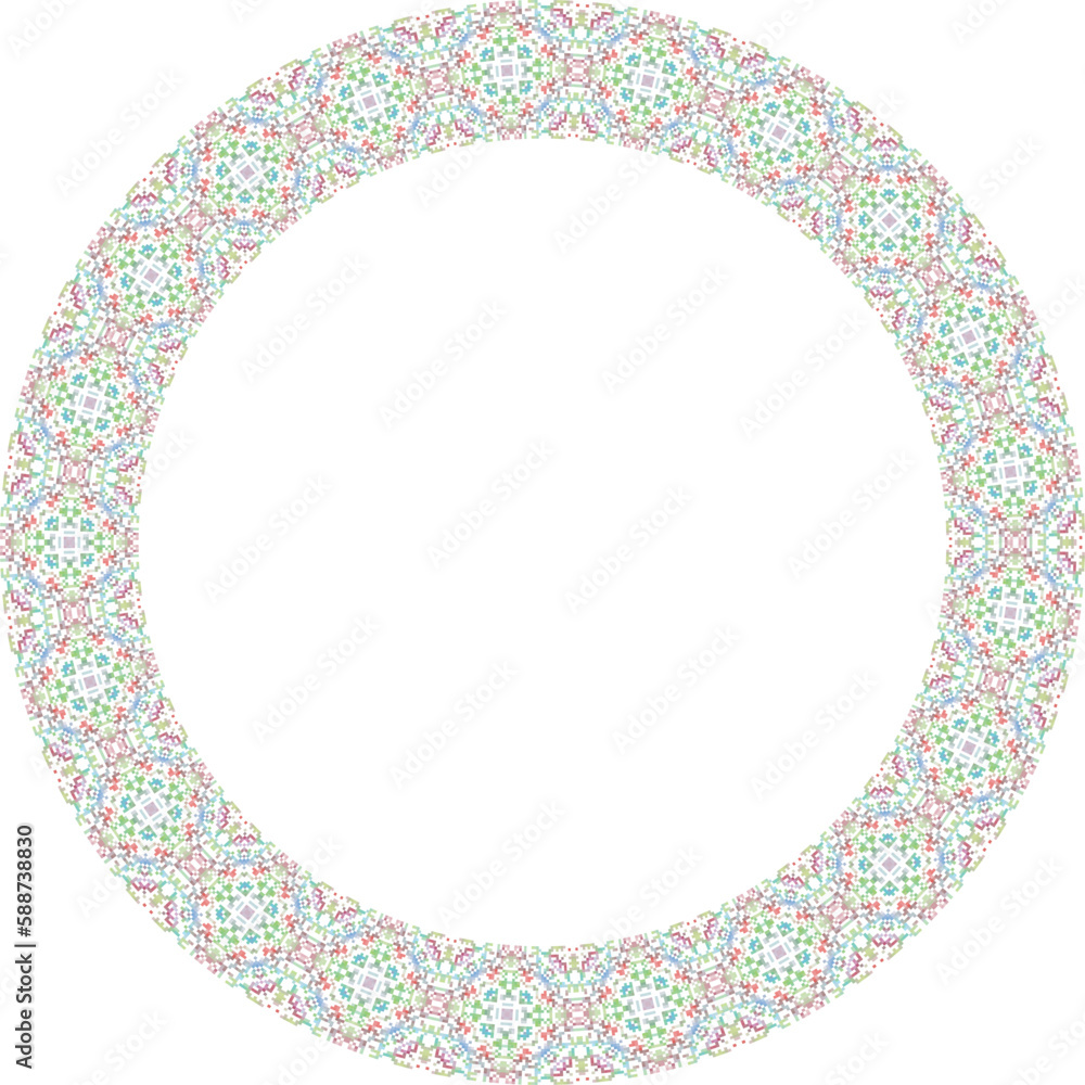 Oriental round frame with arabesques and floral motifs. Copy space. Vector clip art. Oriental round frame with arabesques and floral motifs. Copy space. Vector clip art.