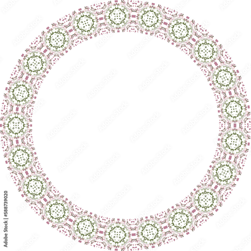 Oriental round frame with arabesques and floral motifs. Copy space. Vector clip art. Oriental round frame with arabesques and floral motifs. Copy space. Vector clip art.