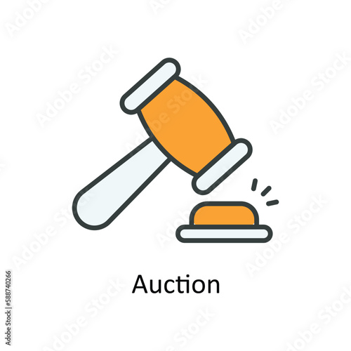 Auction Vector Fill outline Icons. Simple stock illustration stock