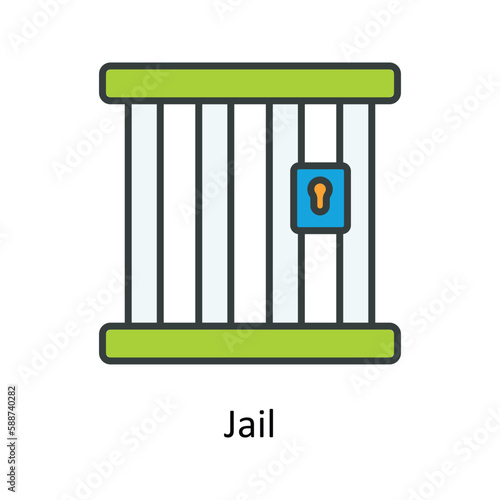 Jail Vector Fill outline Icons. Simple stock illustration stock