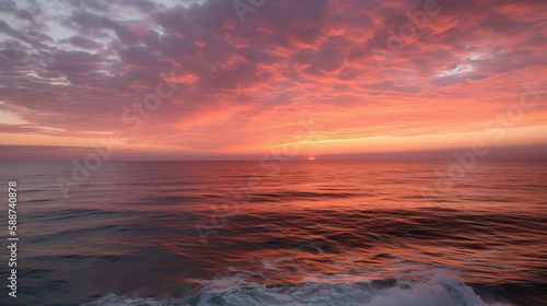 Beautiful sunset over the ocean, created with Generative AI technology.
