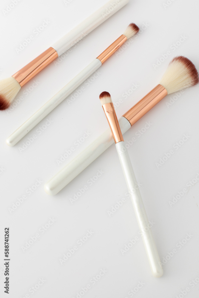 A set of makeup brushes on a white background. Tools for make-up A set of makeup brushes on a white background. Tools for make-up