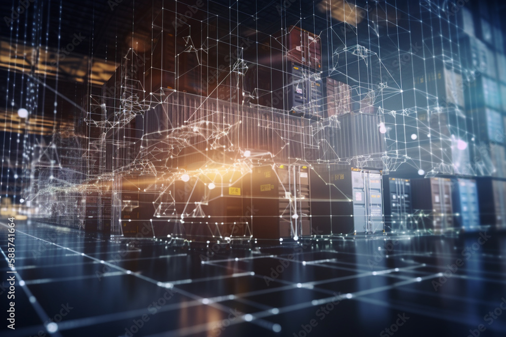 Obraz premium Intelligent Logistics: AI-Powered Supply Chain Management Illustration