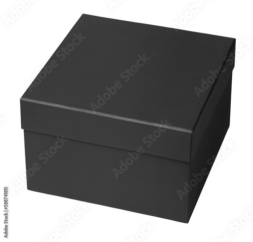 One black shoe square box isolated on transparent background
