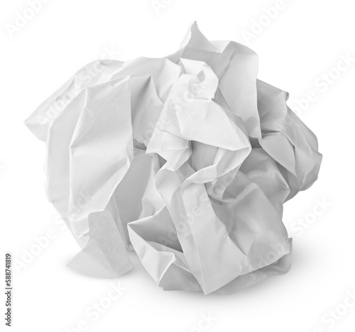 Crumpled paper ball isolated on transparent background