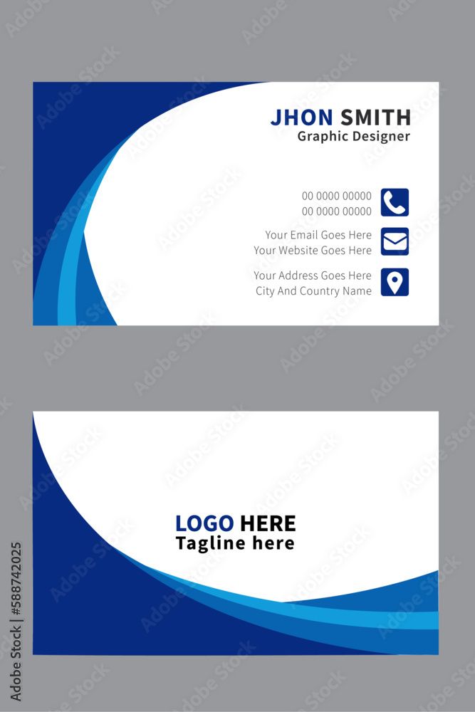 Double-sided creative business card template. landscape orientation. Horizontal and vertical layout. Vector illustration Double-sided creative business card template. landscape orientation. Horizontal and vertical layout. Vector illustration