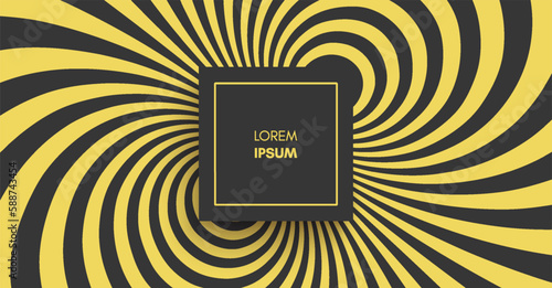 Cover design template. Abstract geometrical background. Striped pattern with optical illusion. Psychedelic stripes. 3D vector illustration for brochure, flyer, card, banner or cover.