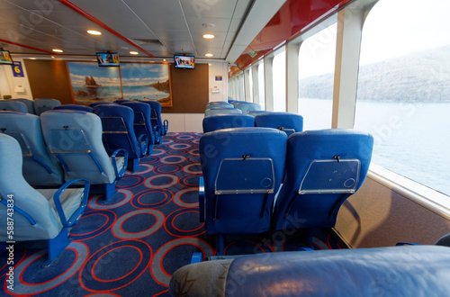 Interior of the passenger cabin of the ferry