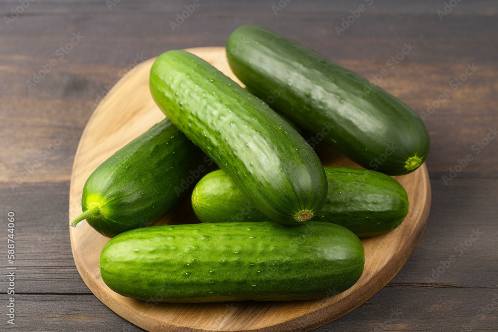 Pepinos crudos naturales verdes frescos para ensalada. Verdura ecológica, Generative ai. Pepinos crudos naturales verdes frescos para ensalada. Verdura ecológica, Generative ai.