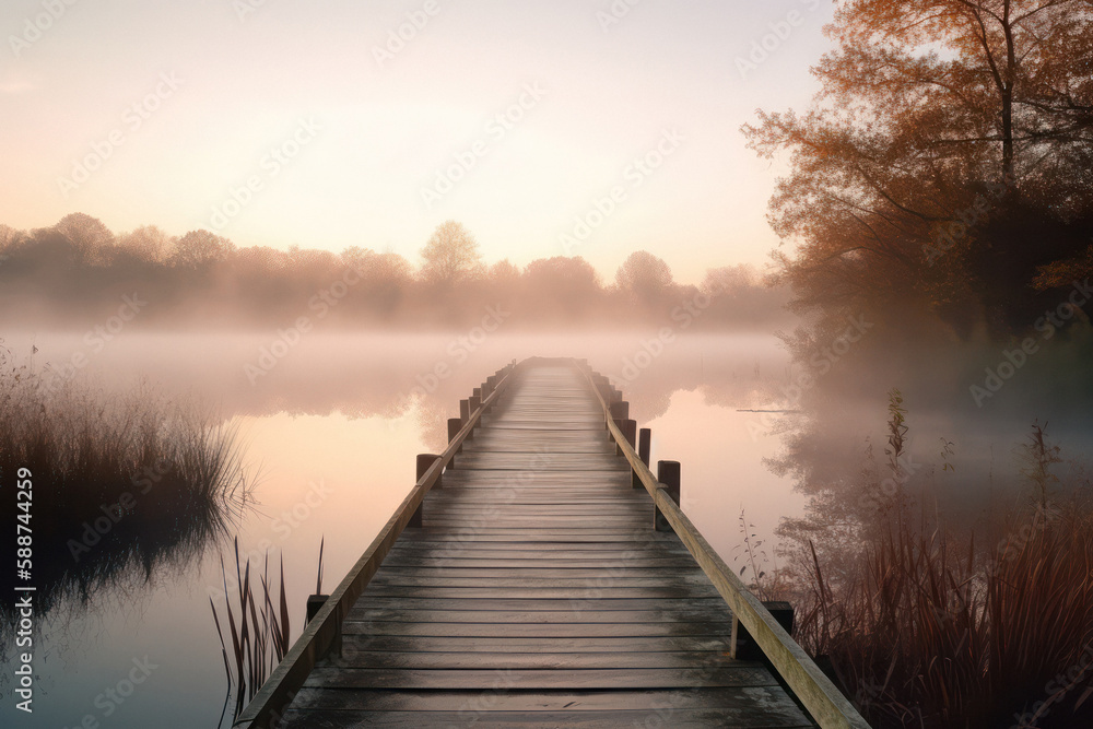 Serene and Peaceful Jetty on Quiet Body of Water