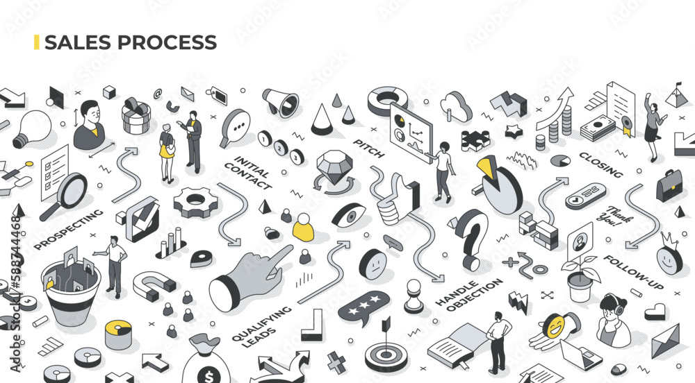 Sales Process Isometric Illustration Sales Process Isometric Illustration