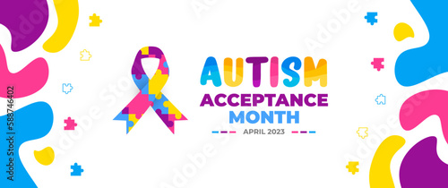 Autism Acceptance Month background for banner design template celebrate in April.