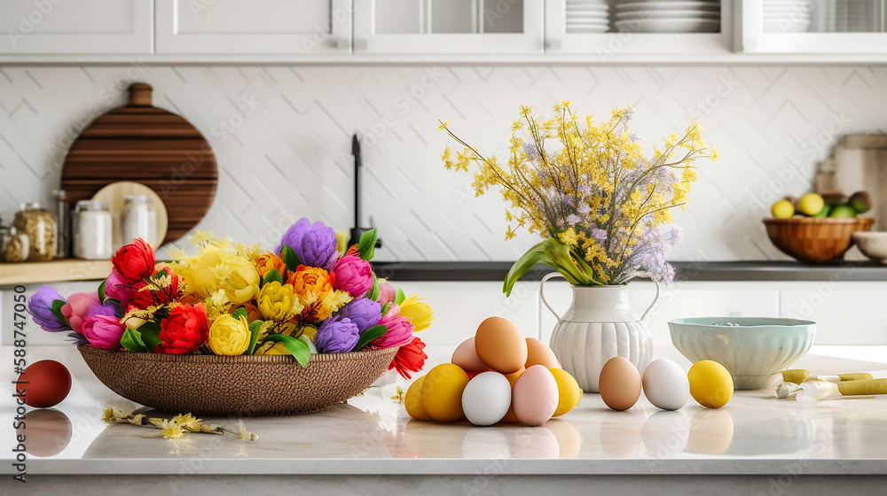 Colored eggs Polish Easter tradition. AI generativ. Colored eggs Polish Easter tradition. AI generativ.