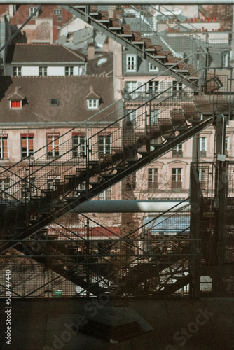 fire escape on the background of buildings