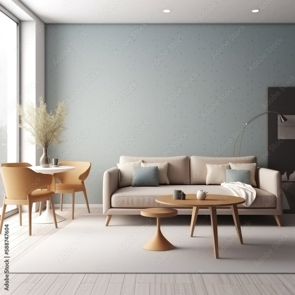 Fototapeta premium Aesthetic Living room Realestate Mockups, Generative AI