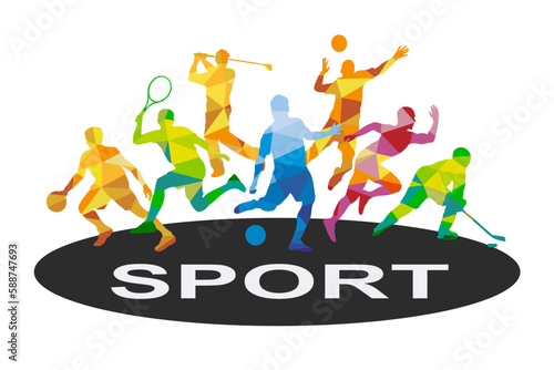 Fitness and sport graphic with athletes in action.