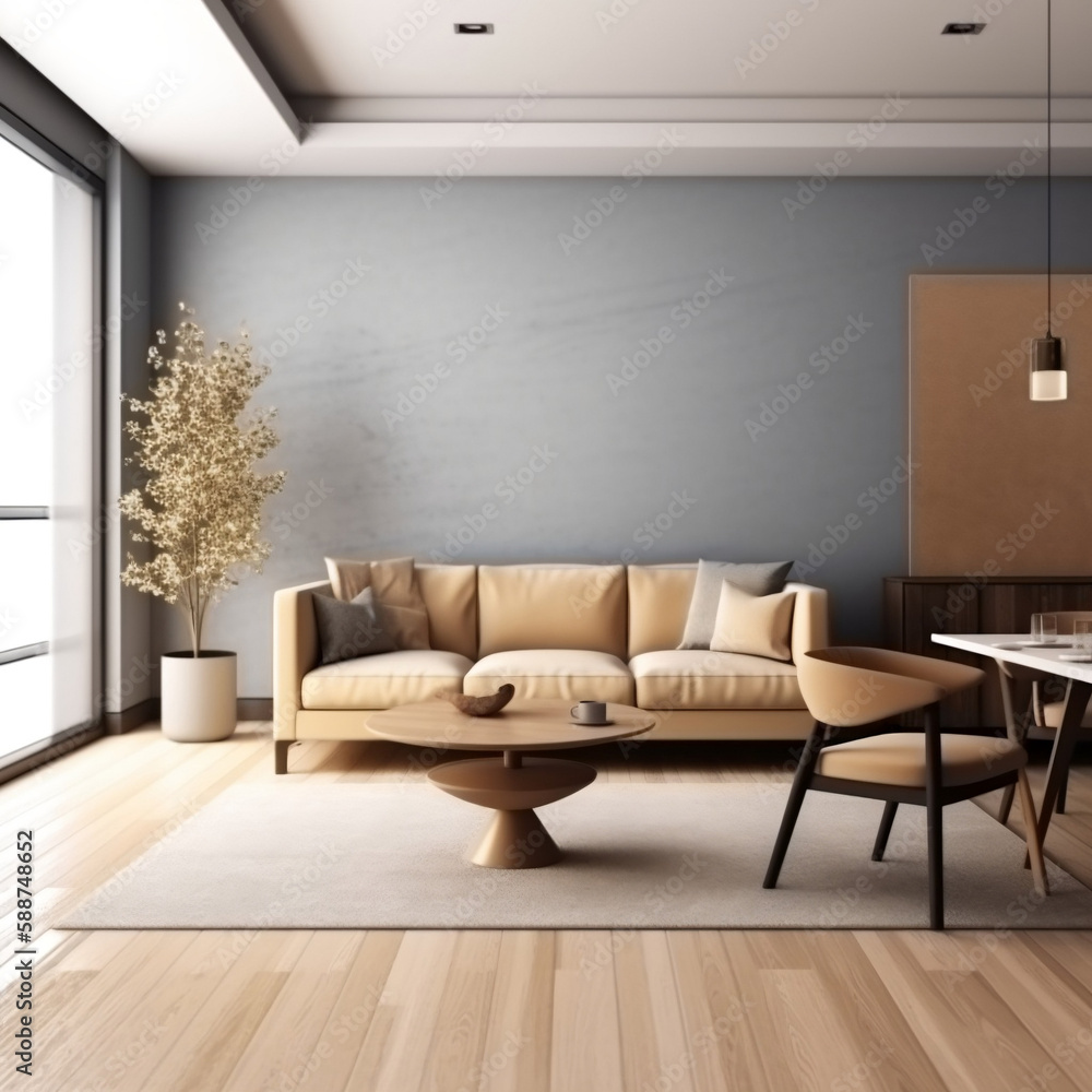 Fototapeta premium Aesthetic Living room Realestate Mockups, Generative AI