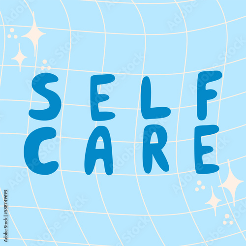 Vector hand drawn lettering Self care. Self carequote inscription.Prefect for card invitation, poster, template, banner.