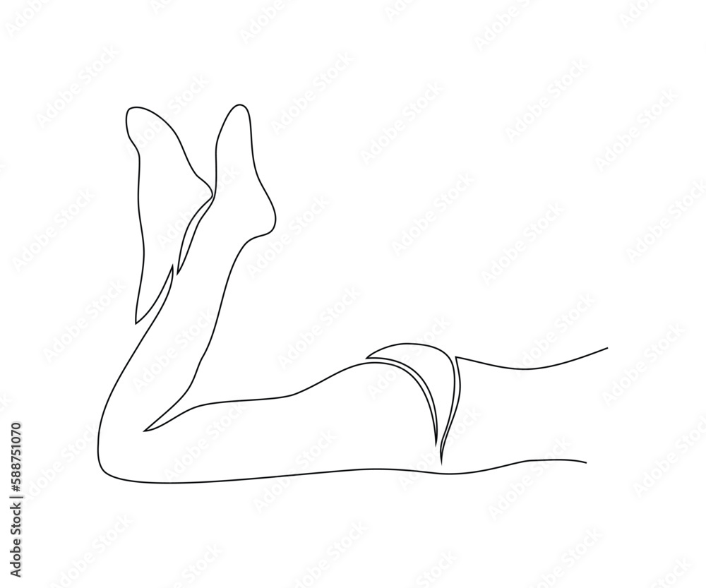 Woman Legs Line Silhouette One Line Drawing Woman Legs Linear Sketch Woman Legs One Line