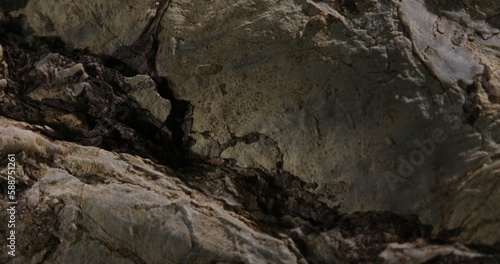 grey stone texture close-up. rought mountain surface. macro shot of a rock. natural mineral background.  © dkalashnikov